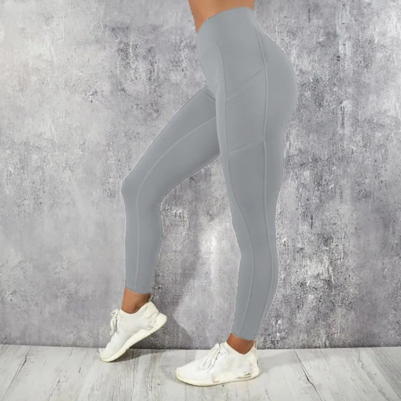 Leggings de yoga y fitness para mujer, de cintura alta, con bolsillo, para gimnasio, entrenamiento, correr, elásticos, sexys, que realzan los glúteos, informales, ajustados.
