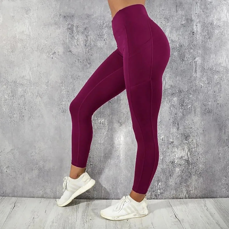 Leggings de yoga y fitness para mujer, de cintura alta, con bolsillo, para gimnasio, entrenamiento, correr, elásticos, sexys, que realzan los glúteos, informales, ajustados.