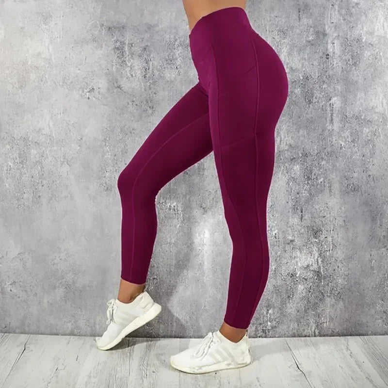 Leggings de yoga y fitness para mujer, de cintura alta, con bolsillo, para gimnasio, entrenamiento, correr, elásticos, sexys, que realzan los glúteos, informales, ajustados.
